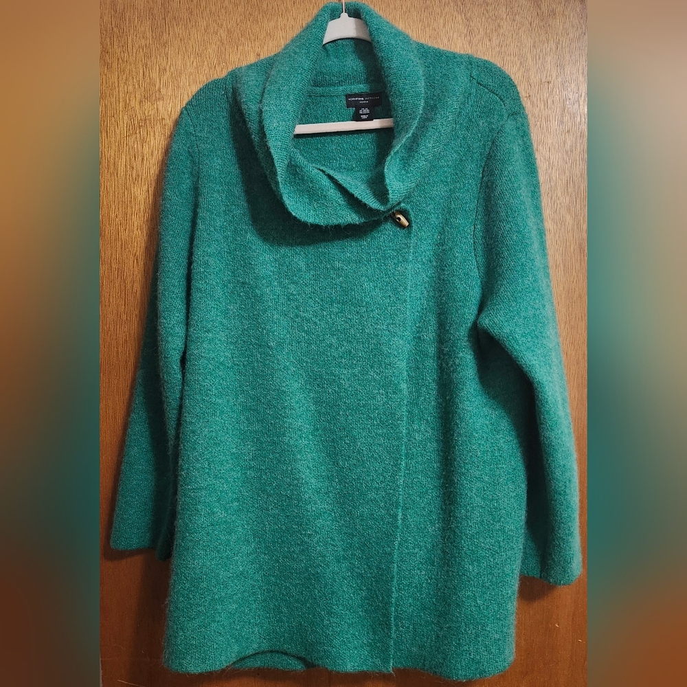Adrienne Vittadini Green Cowl Neck Wrap Sweater, 2X